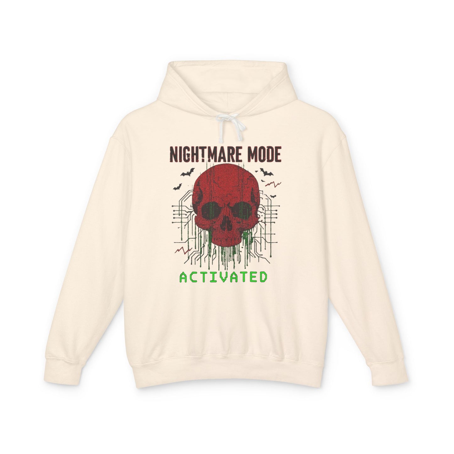 Nightmare Mode Activated Hoodie, Unisex Lightweight Pullover, Spooky Sweatshirt for Halloween, Gift for Horror and Gamers, Casual Wear