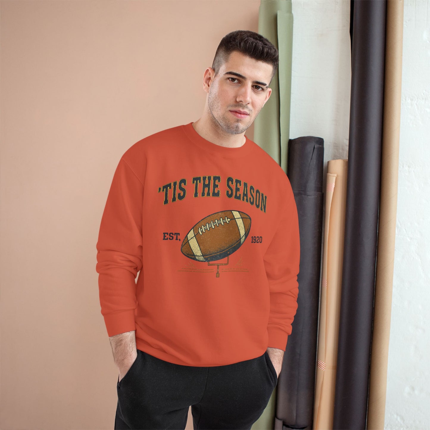 Champion Sweatshirt - 'TIS THE SEASON - Football Lover's Cozy Gift, Perfect for Holidays, Tailgating, Sports Fan Apparel