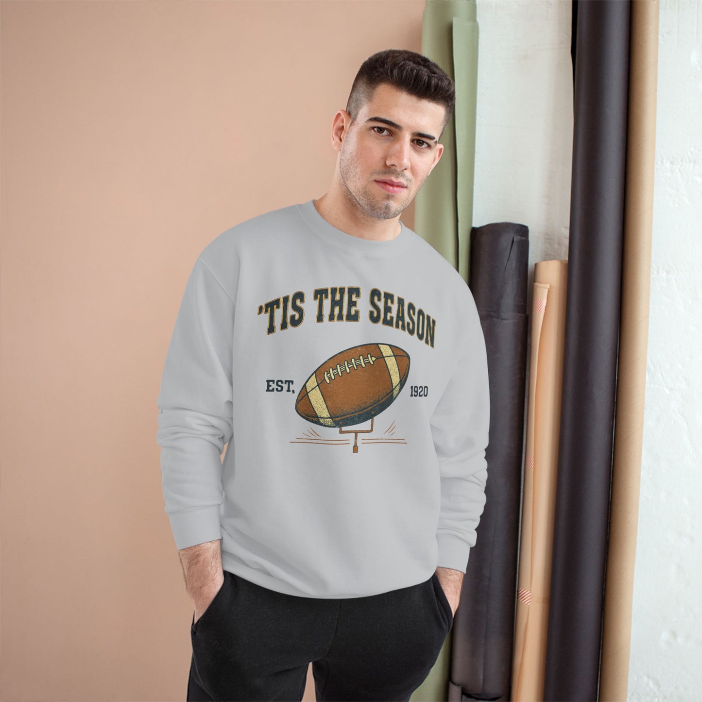 Champion Sweatshirt - 'TIS THE SEASON - Football Lover's Cozy Gift, Perfect for Holidays, Tailgating, Sports Fan Apparel