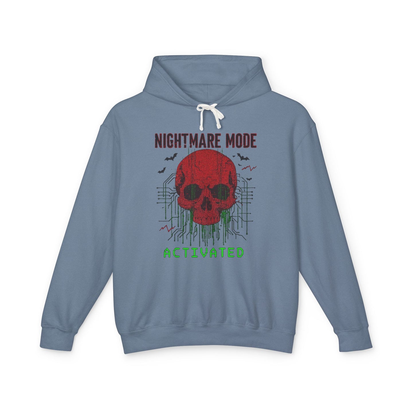 Nightmare Mode Activated Hoodie, Unisex Lightweight Pullover, Spooky Sweatshirt for Halloween, Gift for Horror and Gamers, Casual Wear