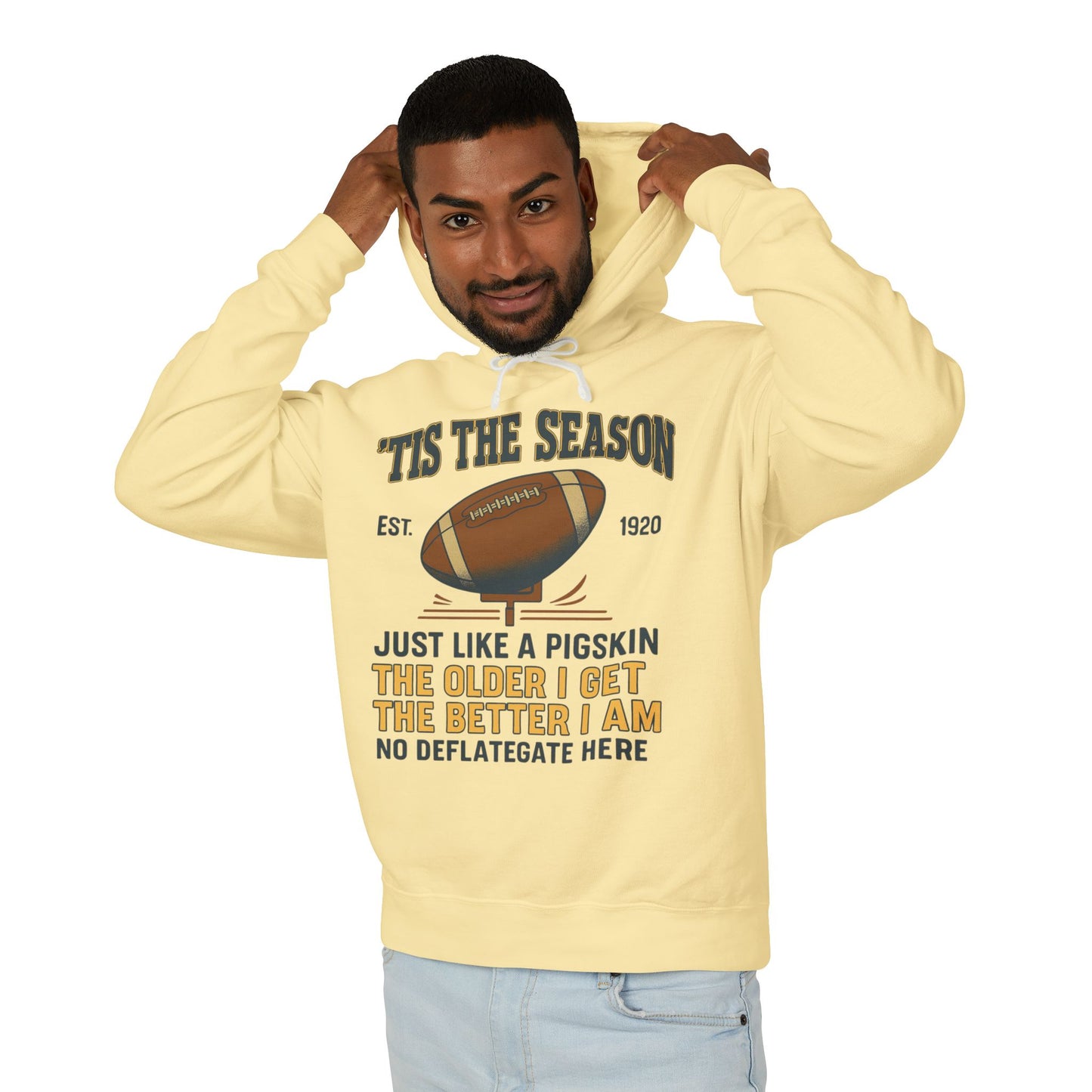 "'TIS THE SEASON" Funny Football Hoodie, Unisex Hoodie, Lightweight Hoodie, Gifts for Men, Holiday Apparel