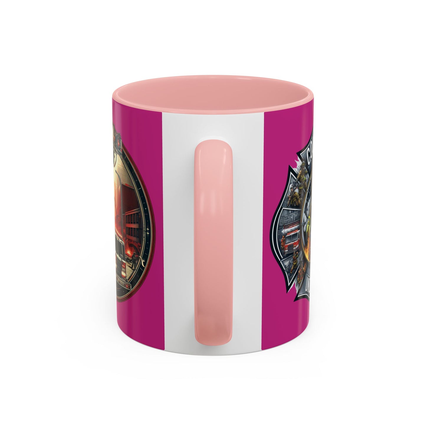Courage Under Fire - Fire Chief - Hook and Ladder - Pink/White Accent Coffee Mug, 11oz