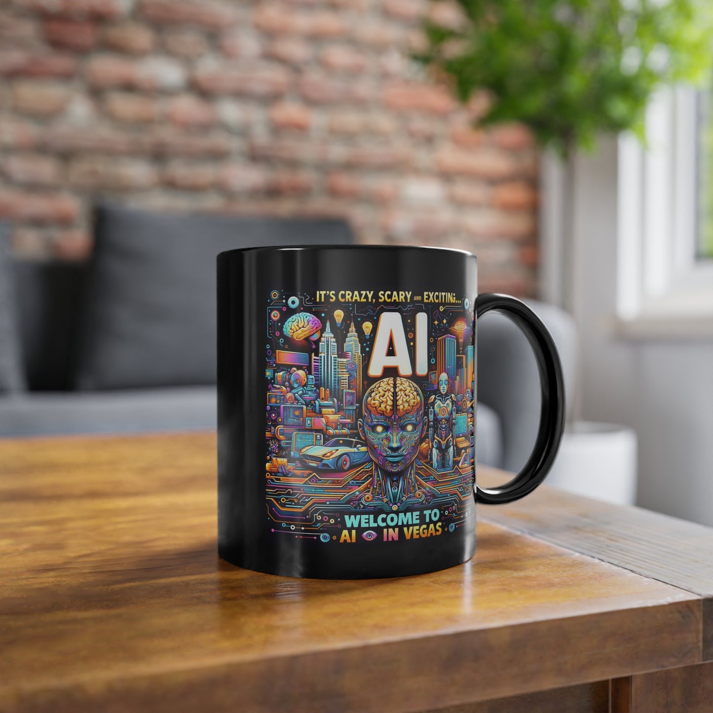 Welcome To AI In Vegas - Black Coffee Cup, 11oz