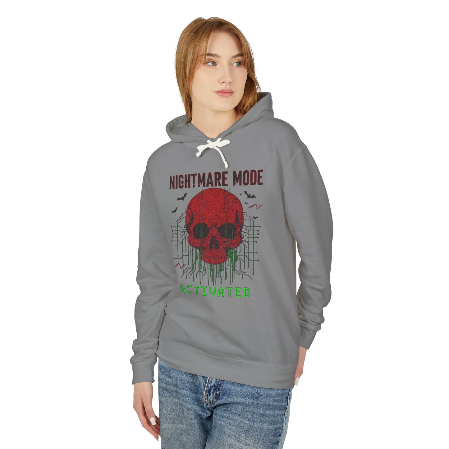 Nightmare Mode Activated Hoodie, Unisex Lightweight Pullover, Spooky Sweatshirt for Halloween, Gift for Horror and Gamers, Casual Wear
