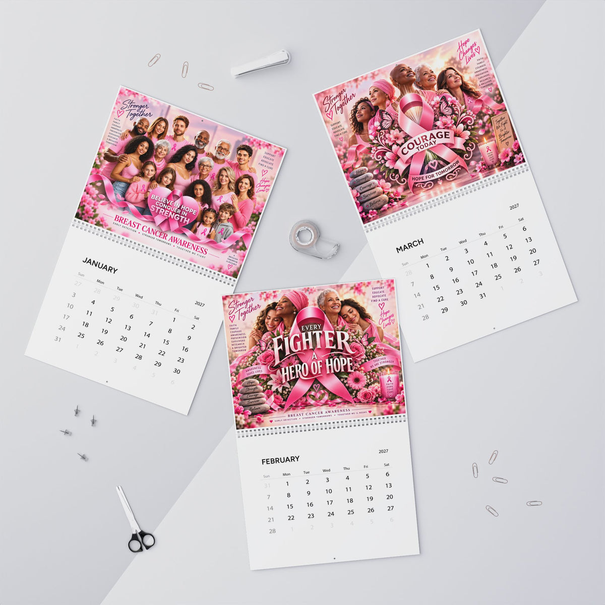 Breast Cancer Awareness 2027 Wall Calendar — Hope, Strength & Support