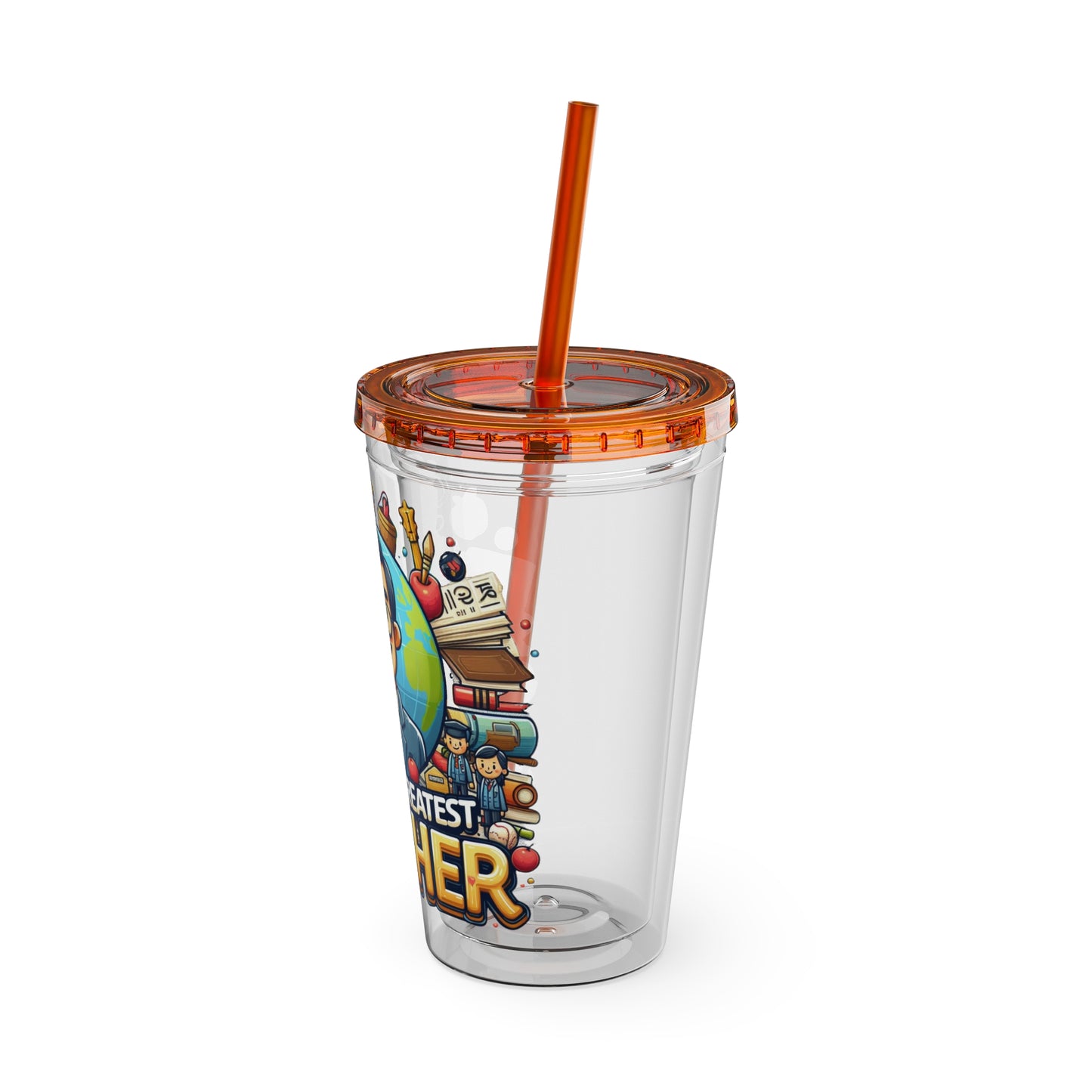 World's Greatest Teacher - Sunsplash Tumbler with Straw, 16oz (G1)