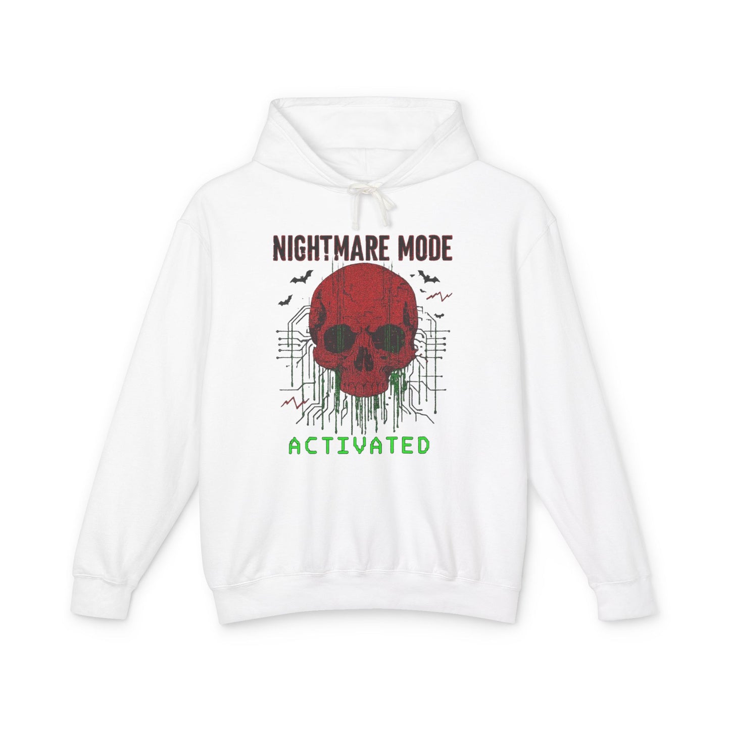Nightmare Mode Activated Hoodie, Unisex Lightweight Pullover, Spooky Sweatshirt for Halloween, Gift for Horror and Gamers, Casual Wear