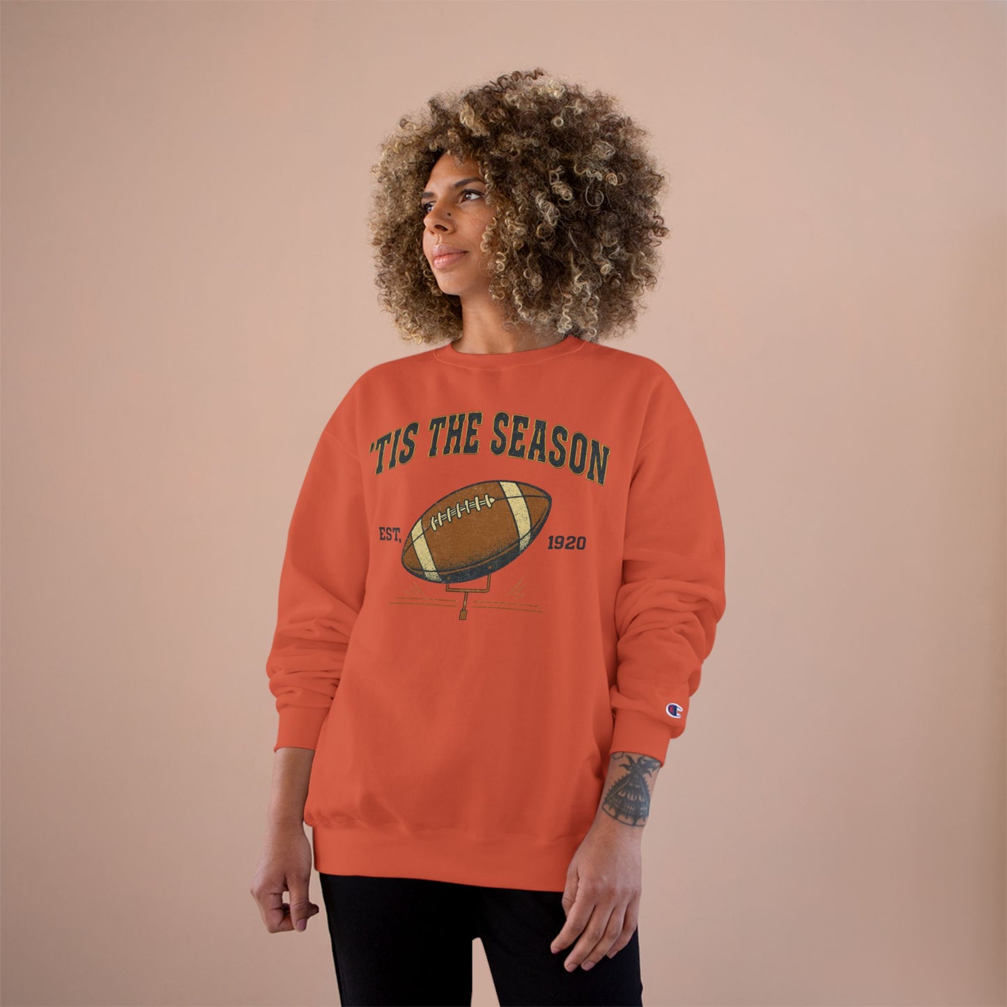 Champion Sweatshirt - 'TIS THE SEASON - Football Lover's Cozy Gift, Perfect for Holidays, Tailgating, Sports Fan Apparel