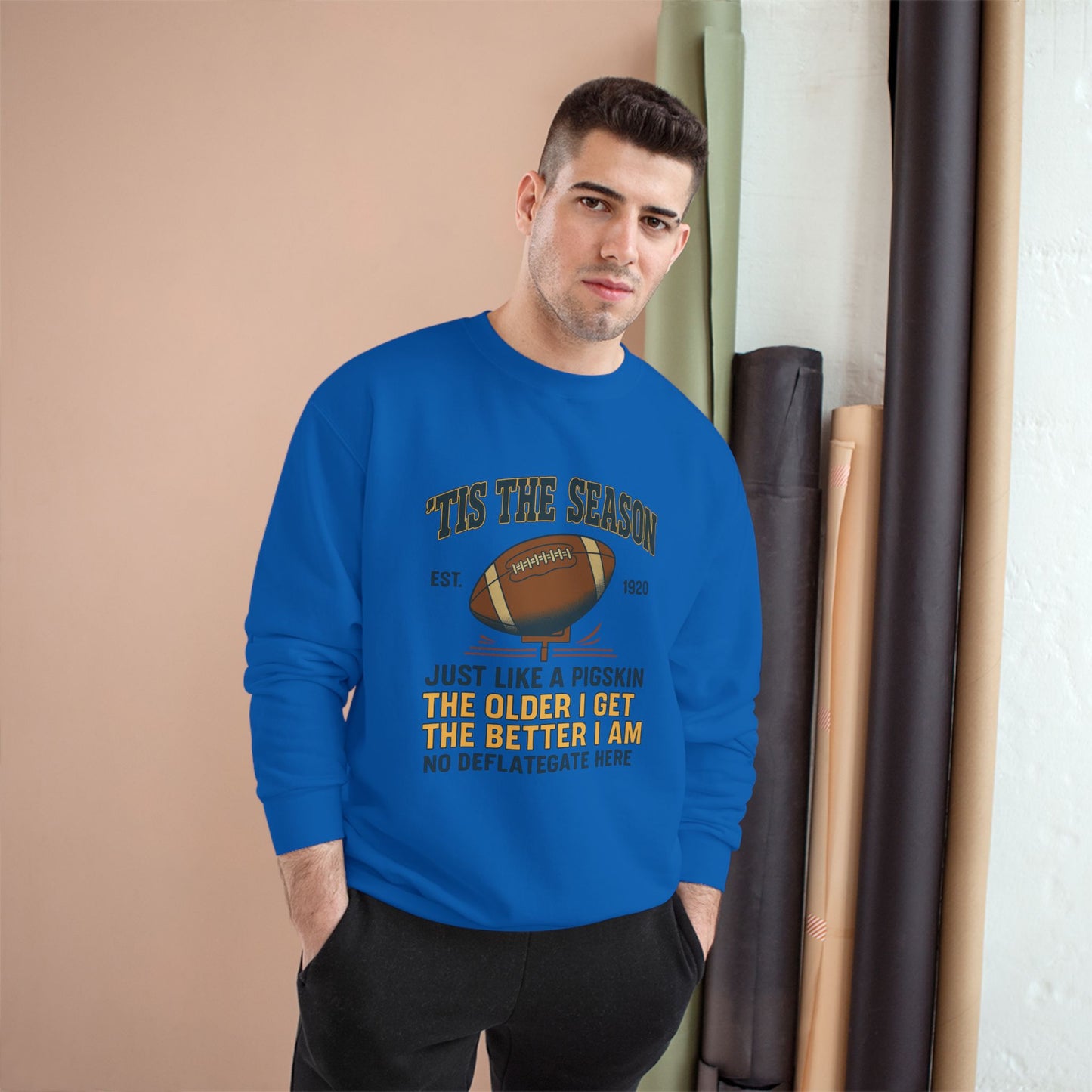 Champion Sweatshirt - 'TIS THE SEASON - Football Lover's Cozy Gift, Perfect for Holidays, Tailgating, Sports Fan Apparel, Humorous Sweatshirt