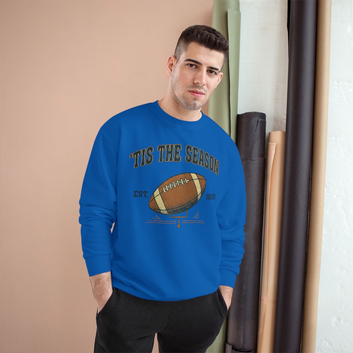 Champion Sweatshirt - 'TIS THE SEASON - Football Lover's Cozy Gift, Perfect for Holidays, Tailgating, Sports Fan Apparel