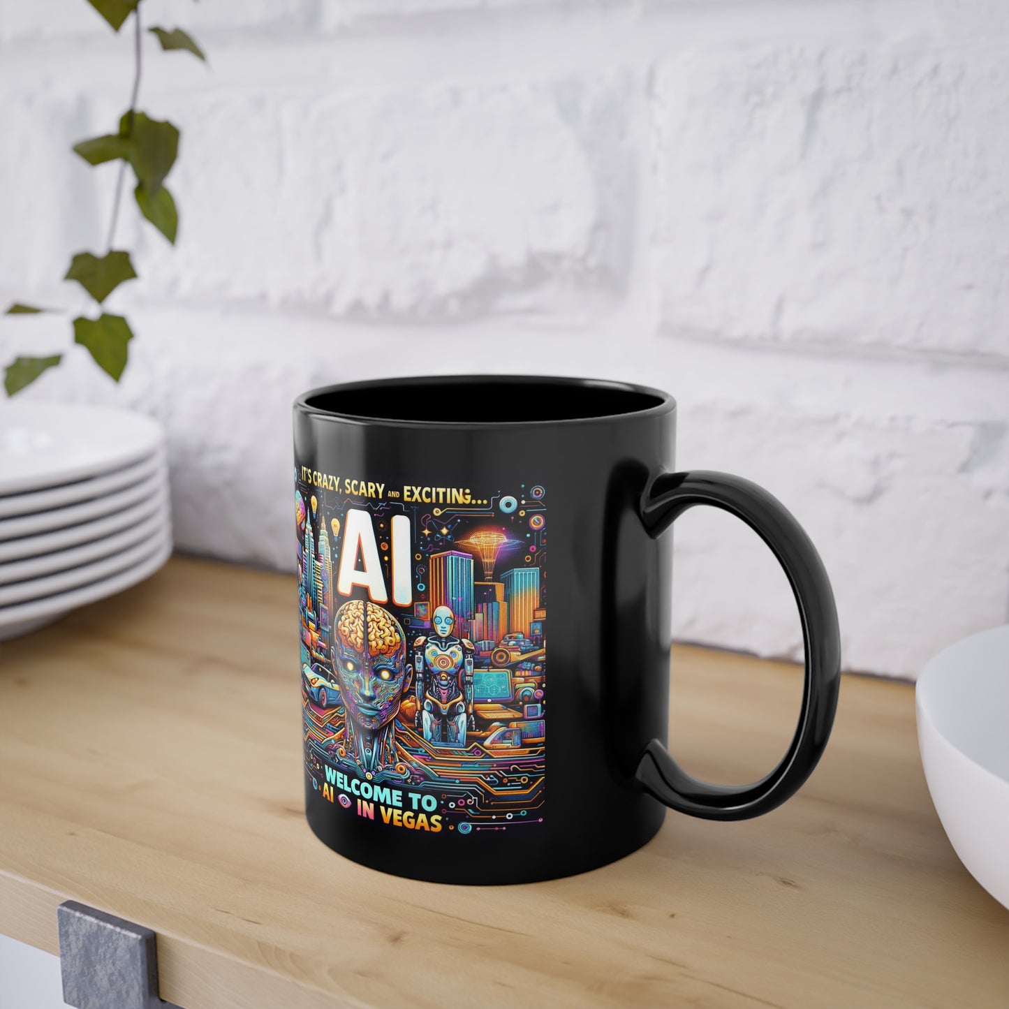 Welcome To AI In Vegas - Black Coffee Cup, 11oz