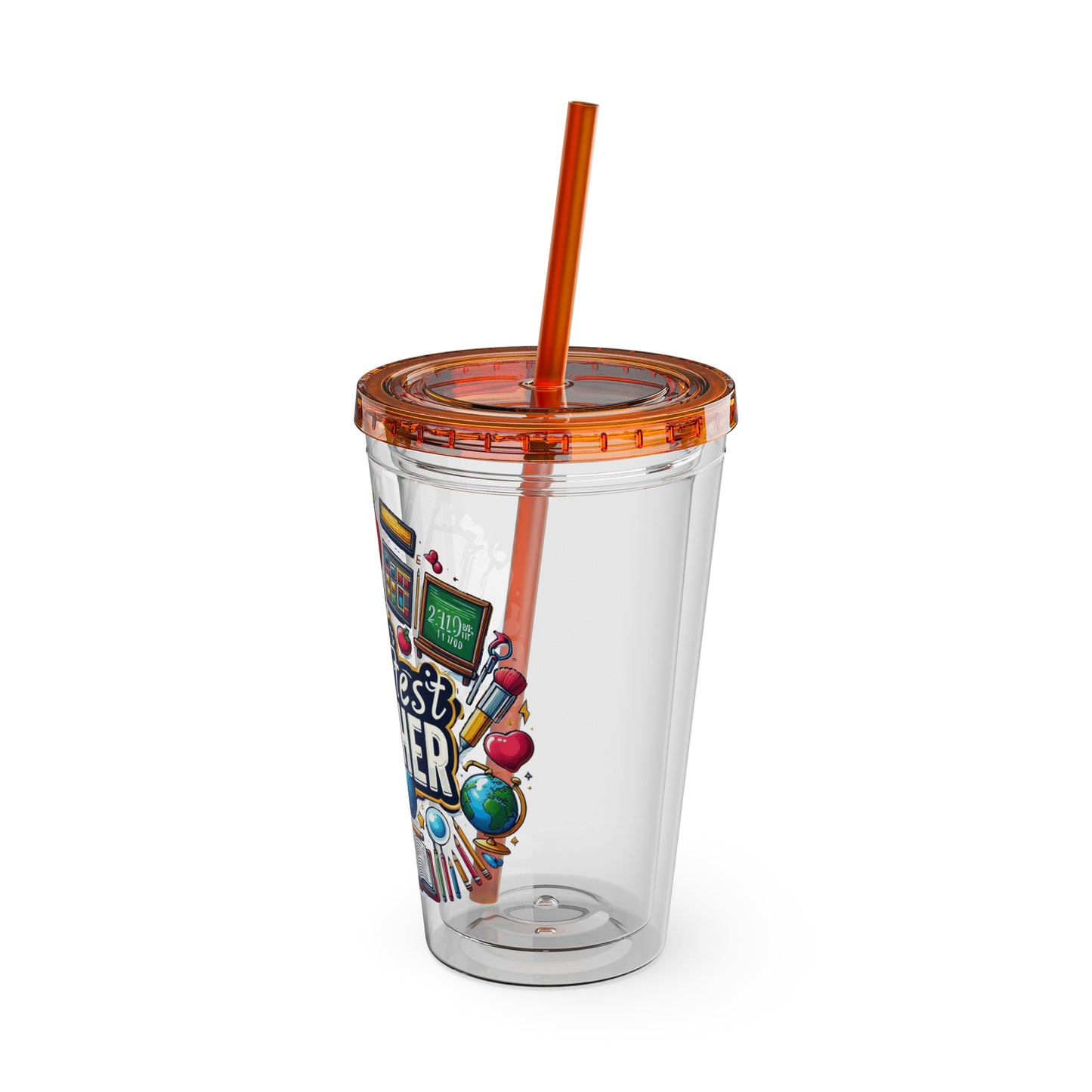 World's Greatest Teacher - Sunsplash Tumbler with Straw, 16oz (G2)