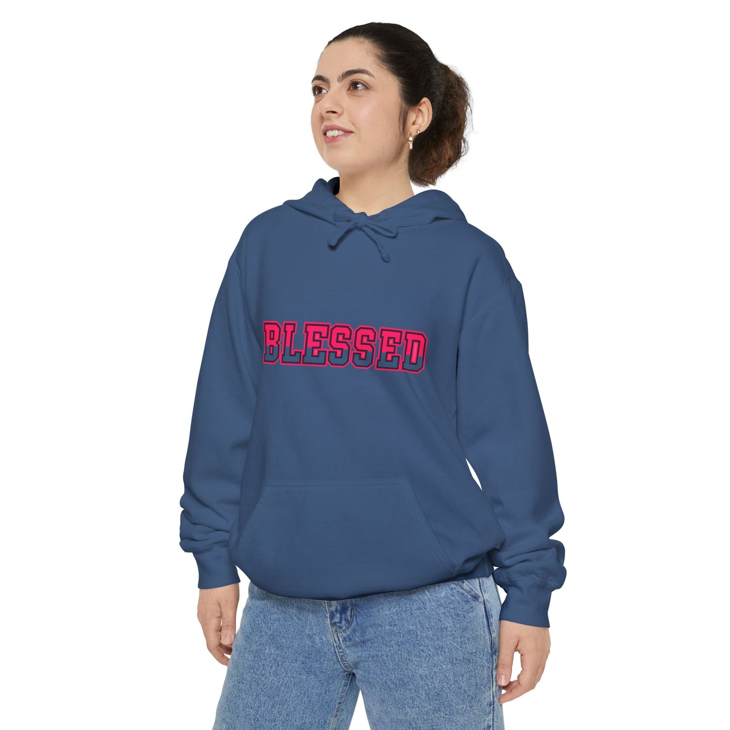 "Blessed" Unisex Garment-Dyed Hoodie | Cozy Gift for Spiritual Souls, Faith Sweatshirt, Everyday Comfort Wear