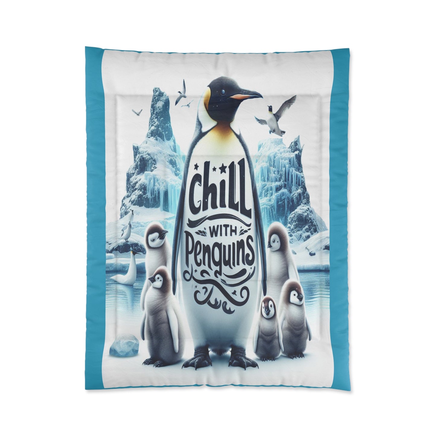 Chill With Penguins Comforter With Turquoise Accents
