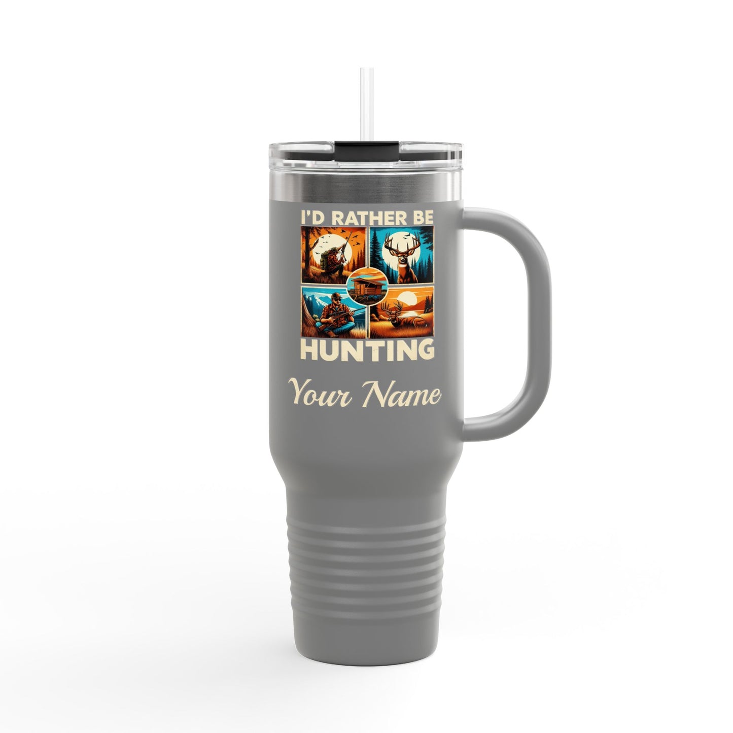 Personalized, I'd Rather Be Hunting, Spillproof, 40oz, Stainless Steel Insulated Travel Mug