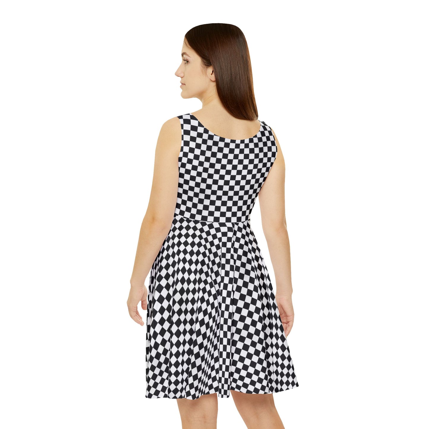 Black and White Checkboard Skater Dress