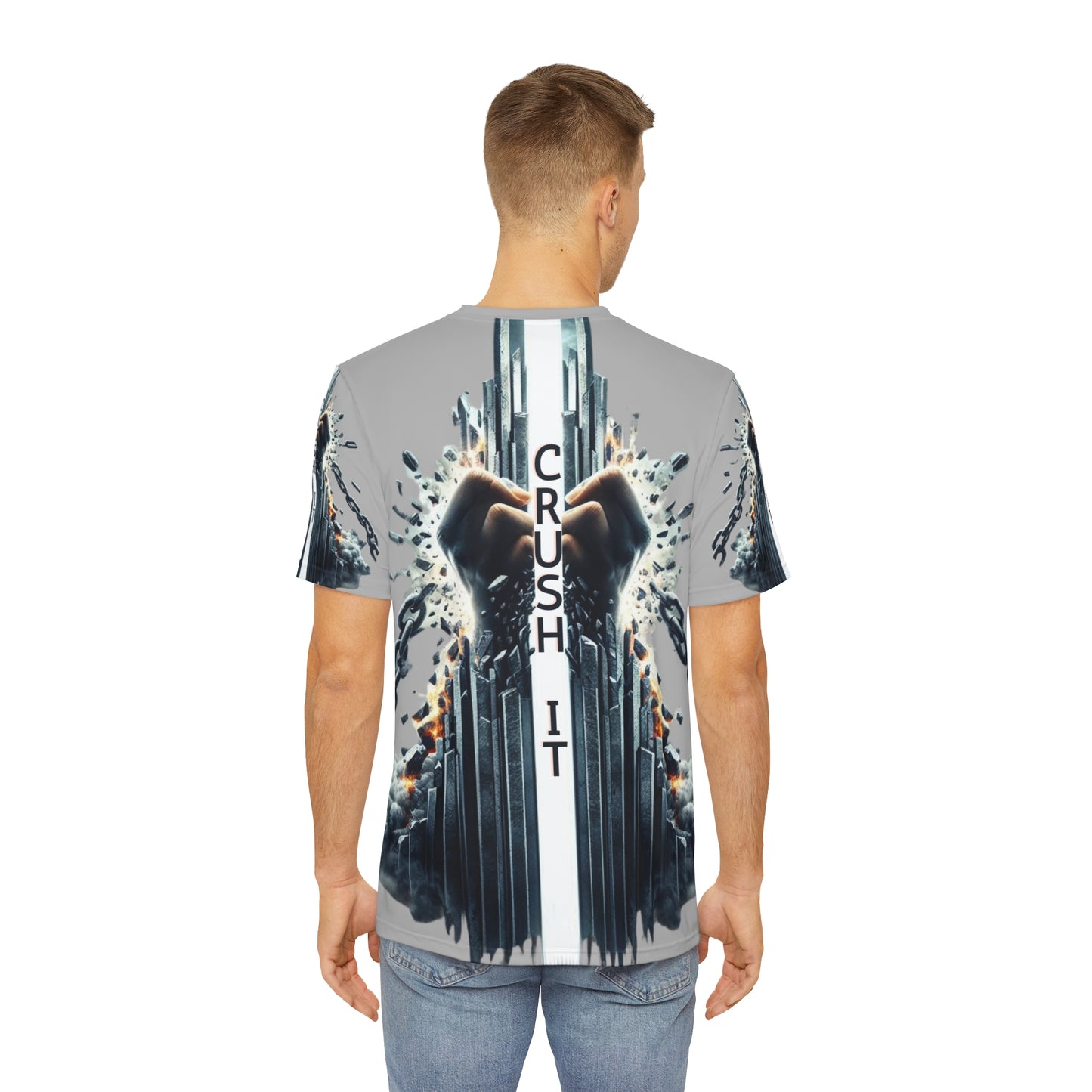 CRUSH IT! -Men's Polyester Tee - Light Grey
