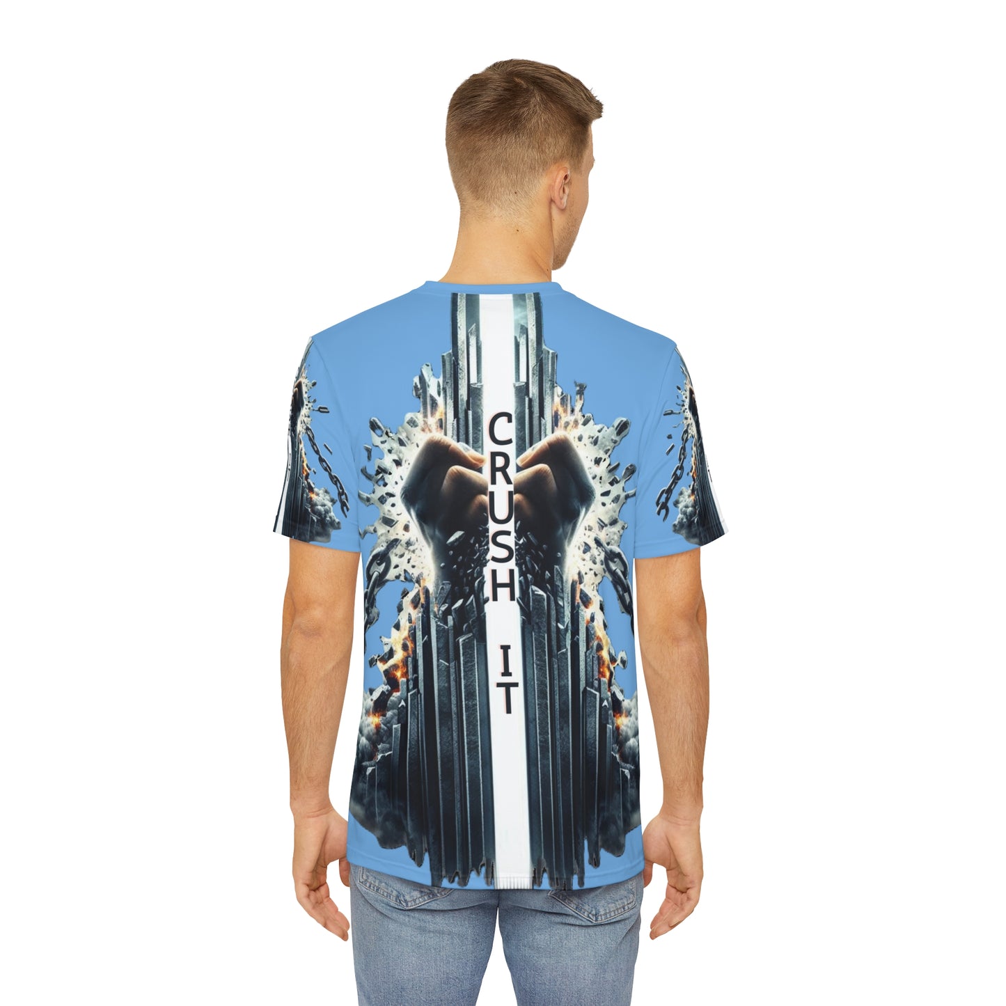 CRUSH IT! -Men's Polyester Tee - Light Blue