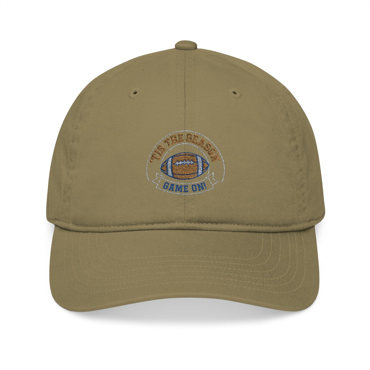 'TIS THE SEASON - GAME ON" Organic Embroidered Cap - Perfect for Sports Fans, Casual Outings, Gifts, Summer Wear, and Outdoor Adventures