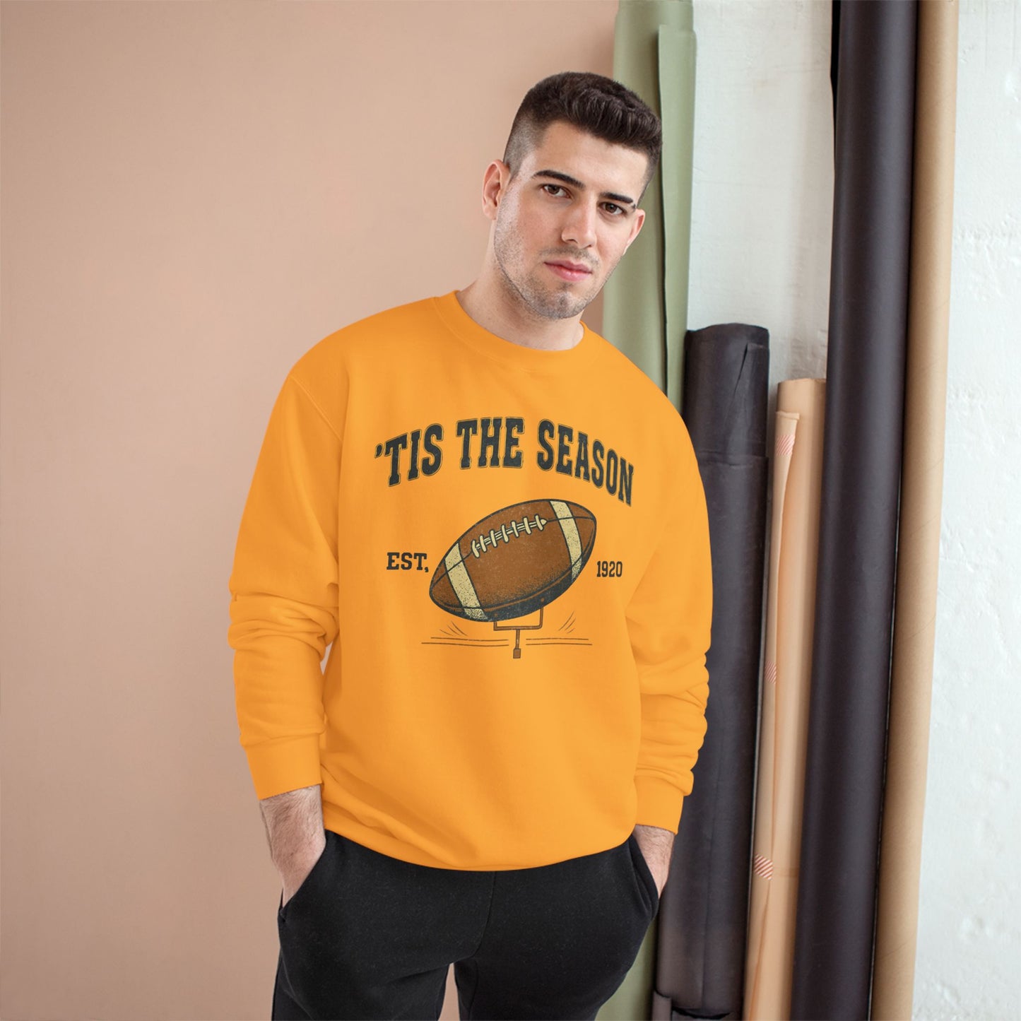 Champion Sweatshirt - 'TIS THE SEASON - Football Lover's Cozy Gift, Perfect for Holidays, Tailgating, Sports Fan Apparel