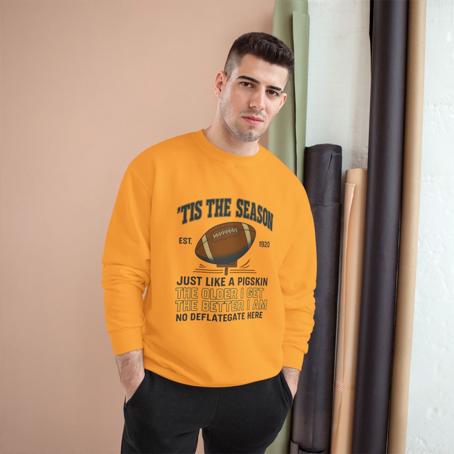 Champion Sweatshirt - 'TIS THE SEASON - Football Lover's Cozy Gift, Perfect for Holidays, Tailgating, Sports Fan Apparel, Humorous Sweatshirt