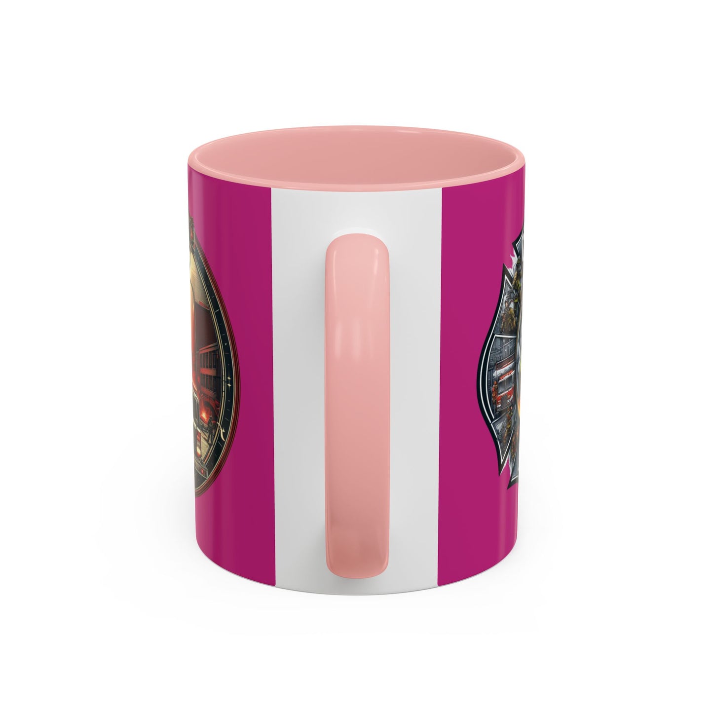 Courage Under Fire - Fire Chief - Hook and Ladder - Pink/White Accent Coffee Mug, 11oz