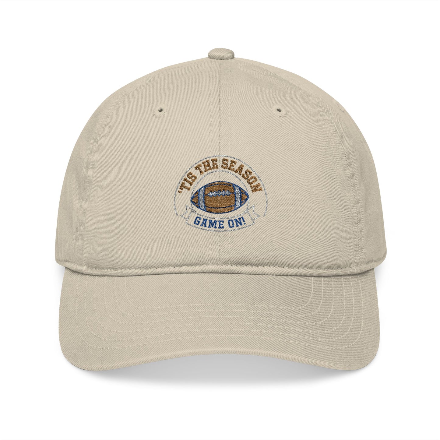 'TIS THE SEASON - GAME ON" Organic Embroidered Cap - Perfect for Sports Fans, Casual Outings, Gifts, Summer Wear, and Outdoor Adventures