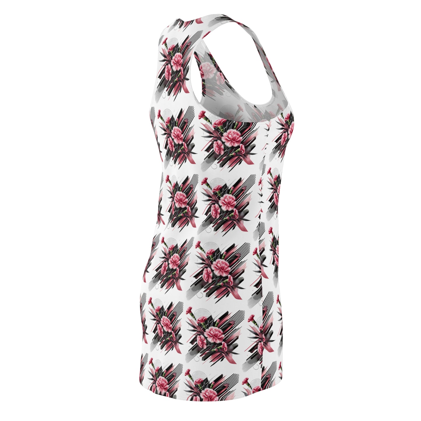 Pink Carnations On White Racerback Dress