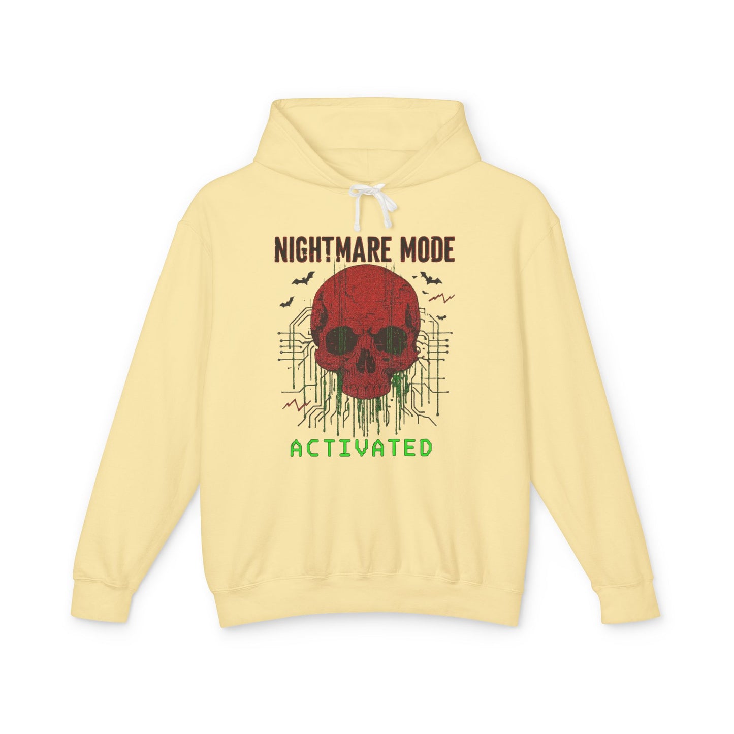 Nightmare Mode Activated Hoodie, Unisex Lightweight Pullover, Spooky Sweatshirt for Halloween, Gift for Horror and Gamers, Casual Wear