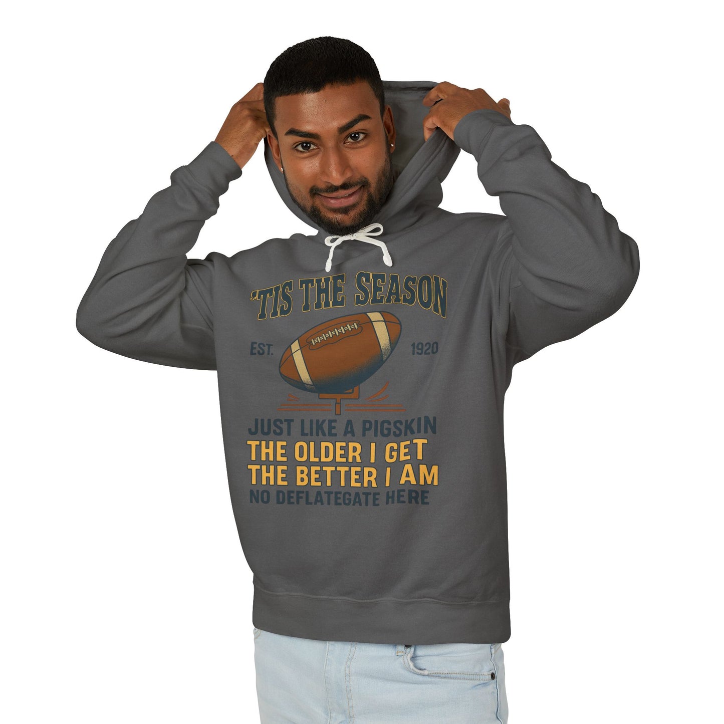 "'TIS THE SEASON" Funny Football Hoodie, Unisex Hoodie, Lightweight Hoodie, Gifts for Men, Holiday Apparel