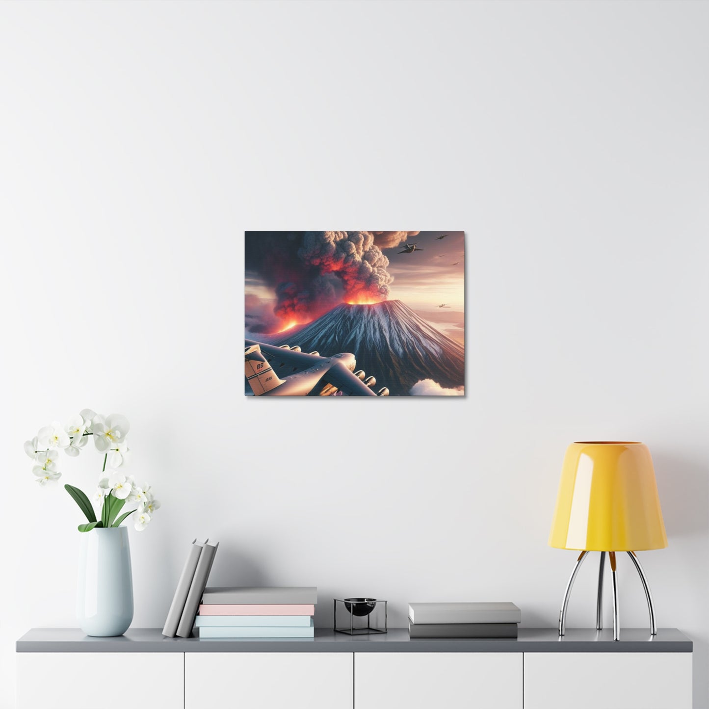 Airlift Aircraft Over Hawaiian Volcano on Stretched Canvas
