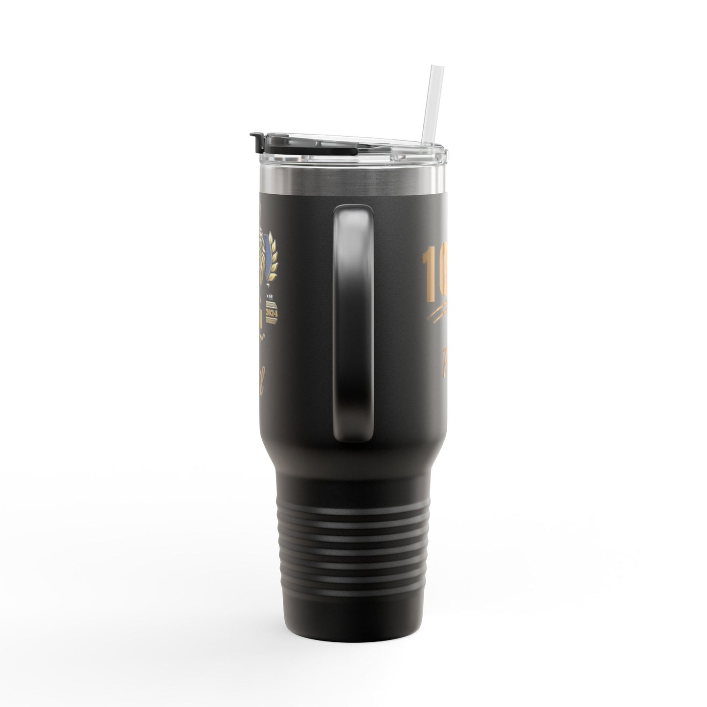 Personalized Insulated Travel Mug - 40oz with Gold Lion Design