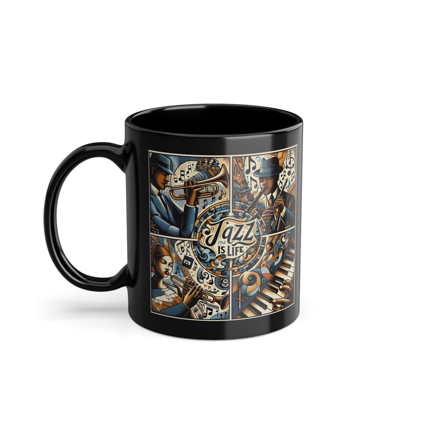 Jazz Is Life - Jazz -2 Sided - 11oz Black Coffee Cup
