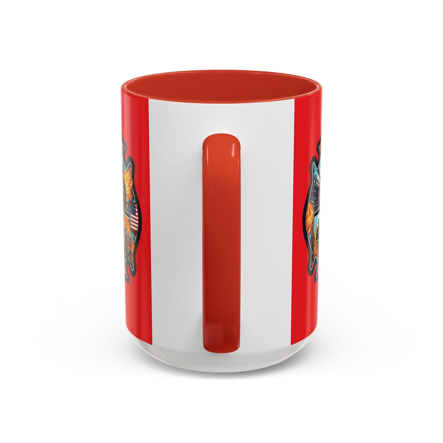 Courage Under Fire - 11oz Red Accent Coffee Mug - Printed On Both Sides With Maltese Cross Center