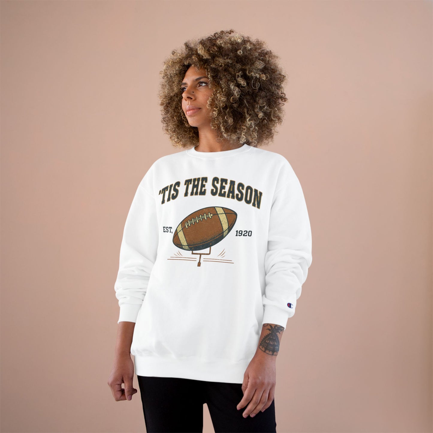 Champion Sweatshirt - 'TIS THE SEASON - Football Lover's Cozy Gift, Perfect for Holidays, Tailgating, Sports Fan Apparel