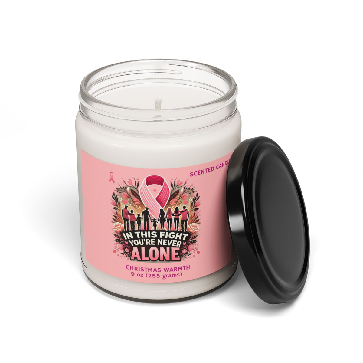 Breast Cancer Awareness Christmas Warmth Scented Soy Candle, 9oz