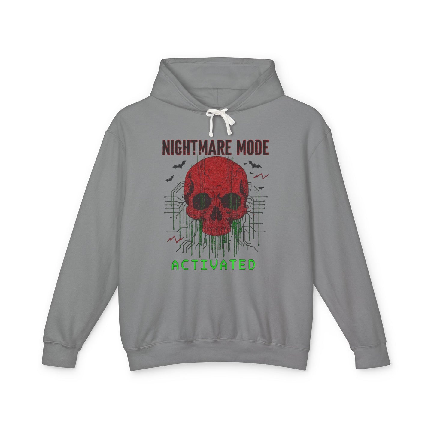 Nightmare Mode Activated Hoodie, Unisex Lightweight Pullover, Spooky Sweatshirt for Halloween, Gift for Horror and Gamers, Casual Wear