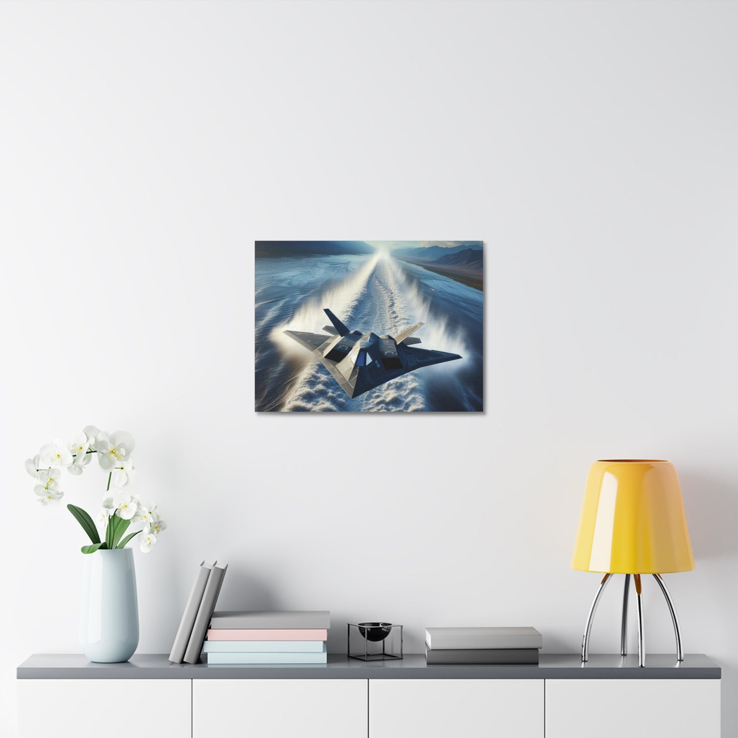 F117 Aircraft On Low Approach - Stretched Canvas