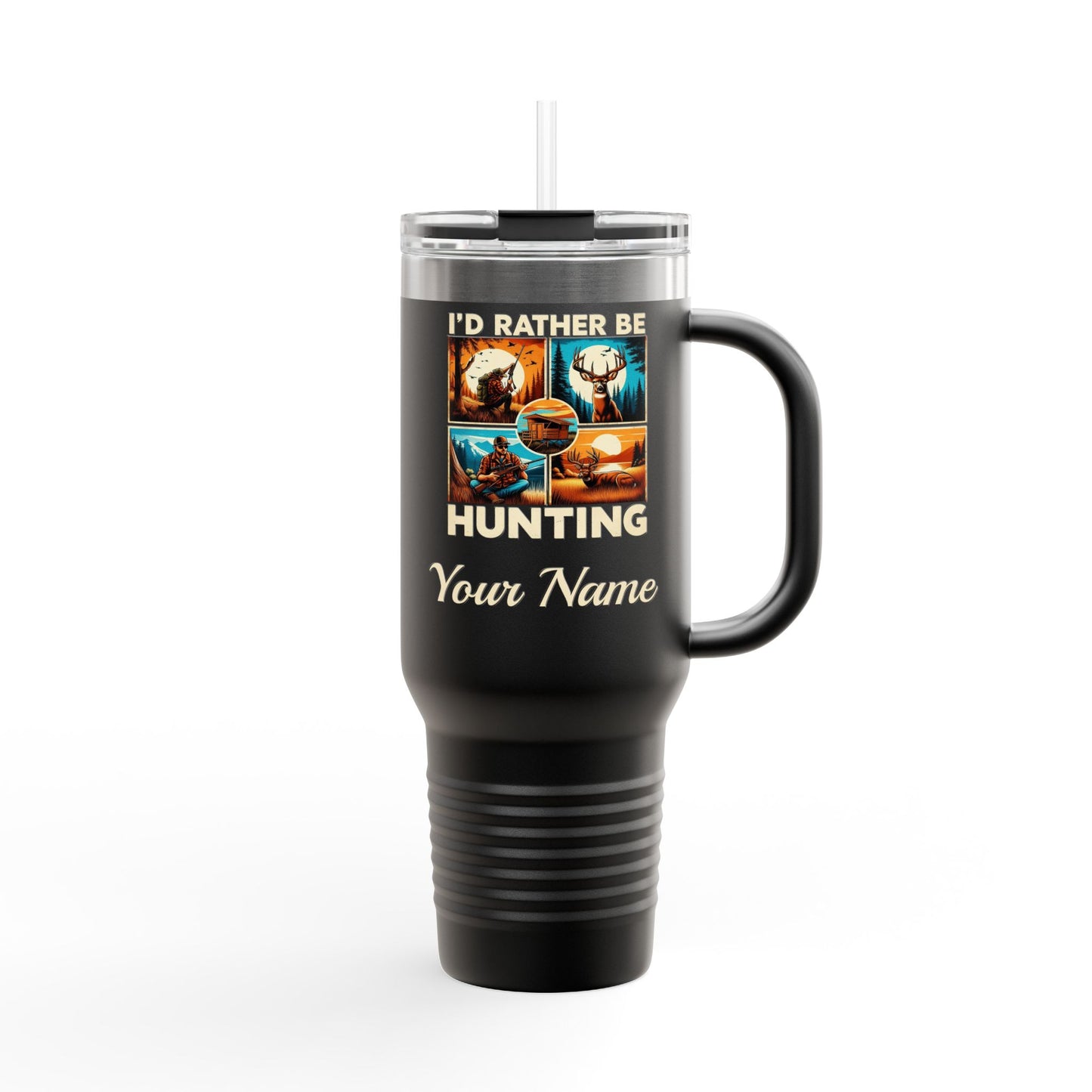 Personalized, I'd Rather Be Hunting, Spillproof, 40oz, Stainless Steel Insulated Travel Mug