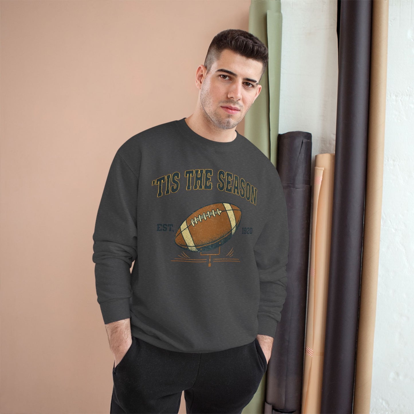 Champion Sweatshirt - 'TIS THE SEASON - Football Lover's Cozy Gift, Perfect for Holidays, Tailgating, Sports Fan Apparel