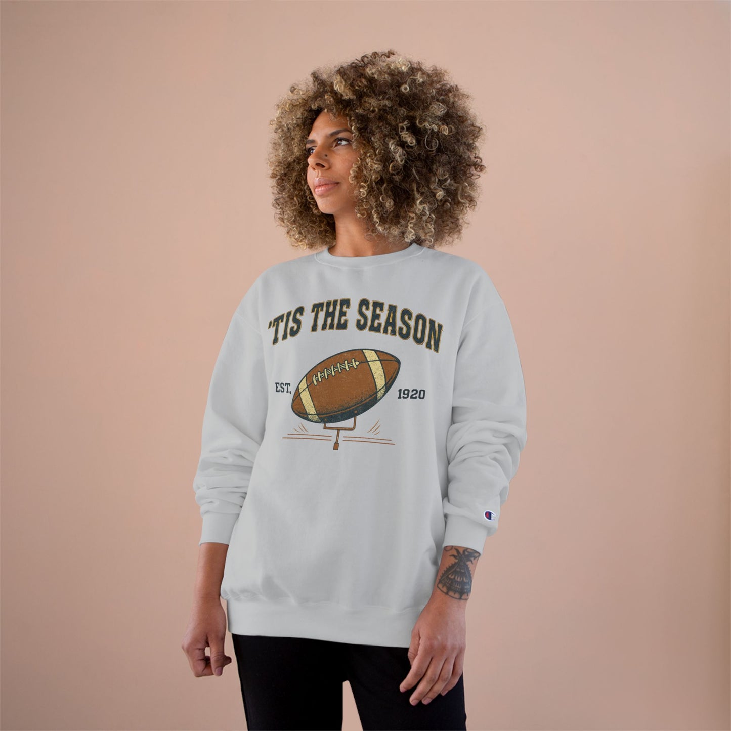 Champion Sweatshirt - 'TIS THE SEASON - Football Lover's Cozy Gift, Perfect for Holidays, Tailgating, Sports Fan Apparel