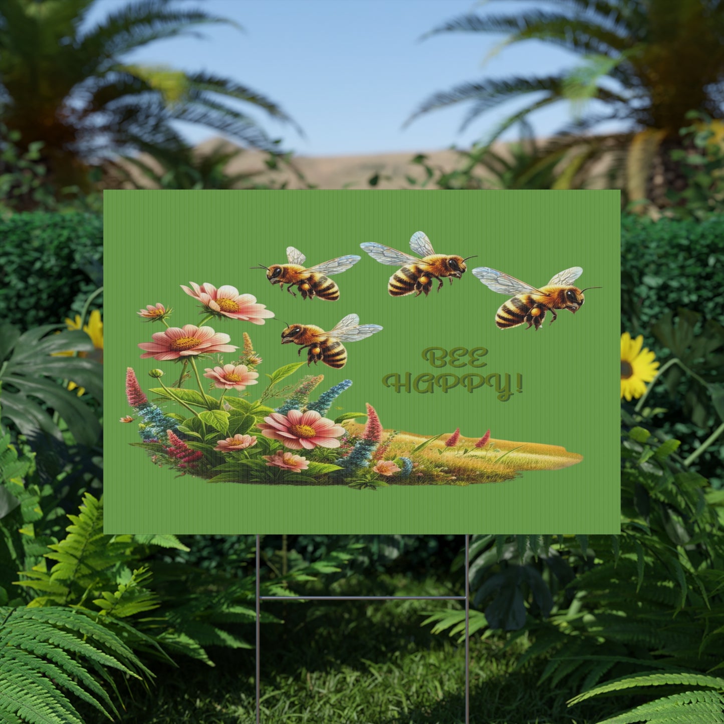Bee Happy - Plastic Garden Sign