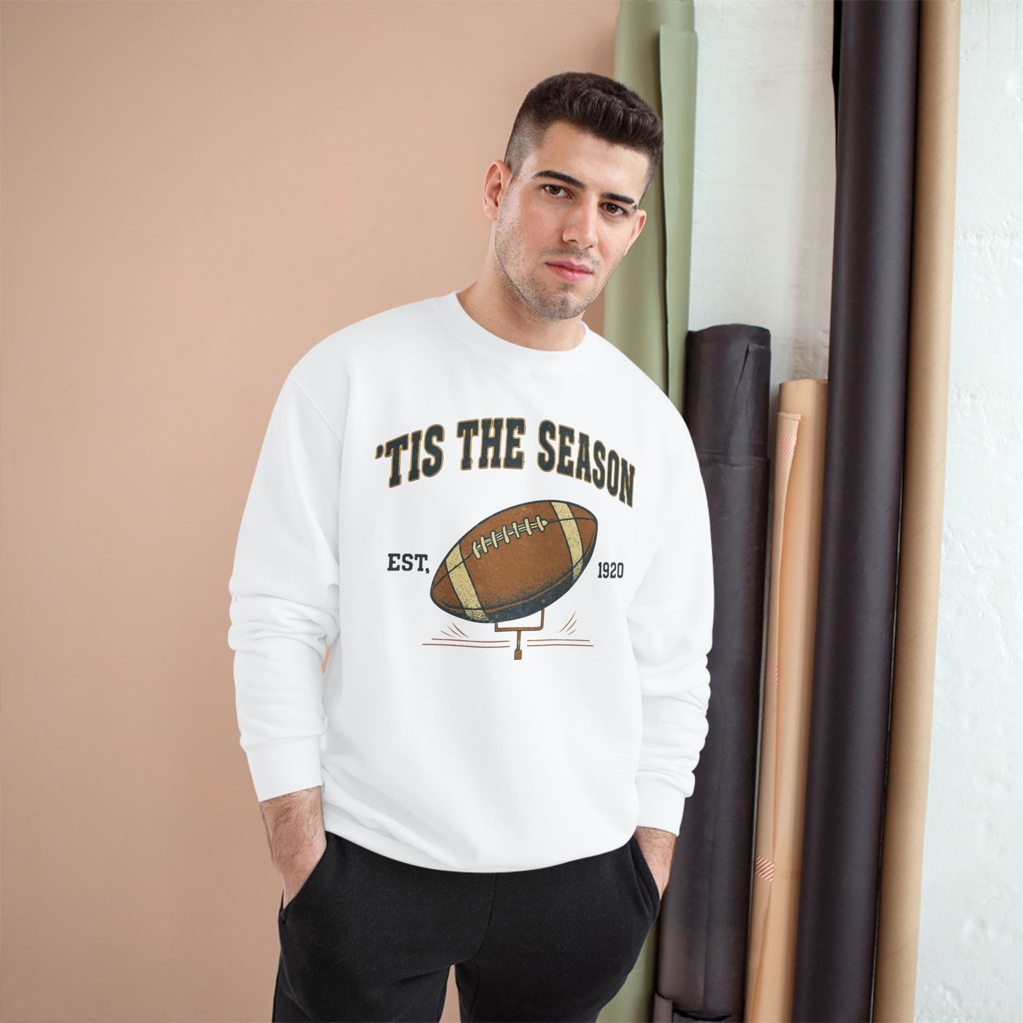 Champion Sweatshirt - 'TIS THE SEASON - Football Lover's Cozy Gift, Perfect for Holidays, Tailgating, Sports Fan Apparel