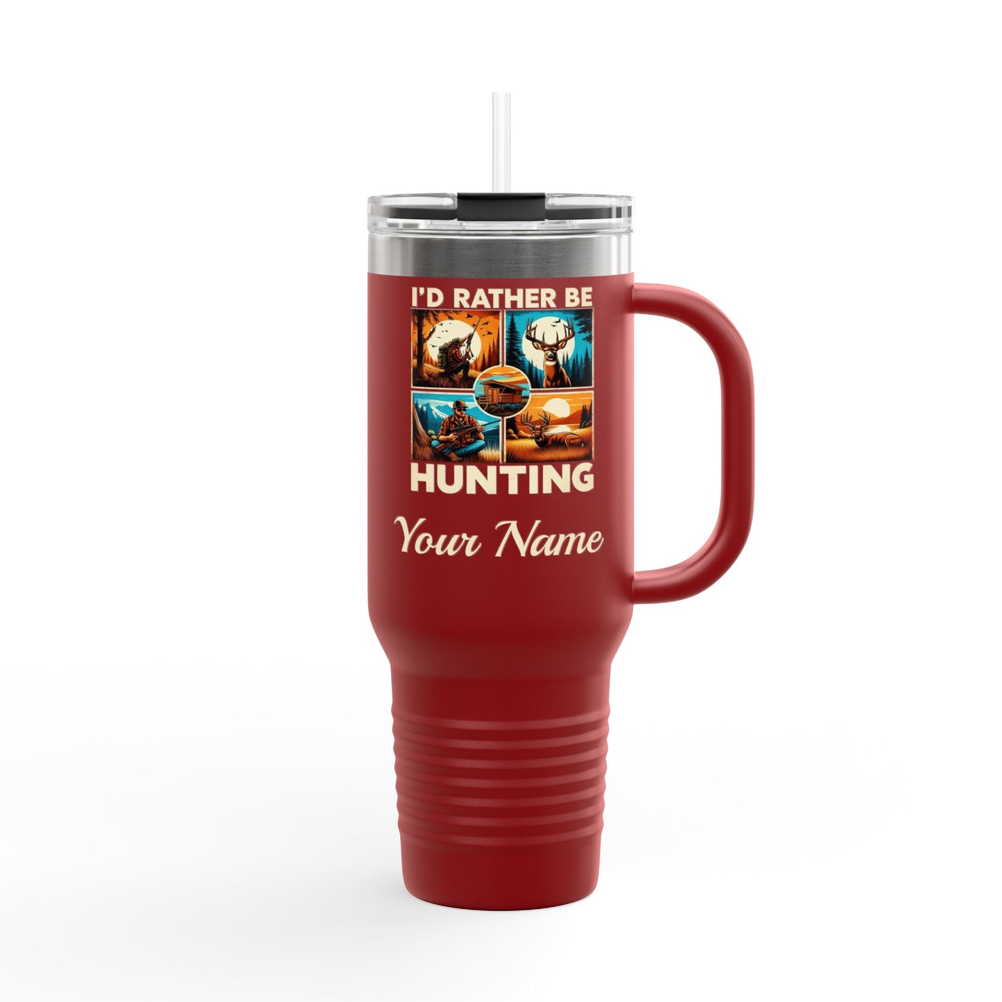 Personalized, I'd Rather Be Hunting, Spillproof, 40oz, Stainless Steel Insulated Travel Mug