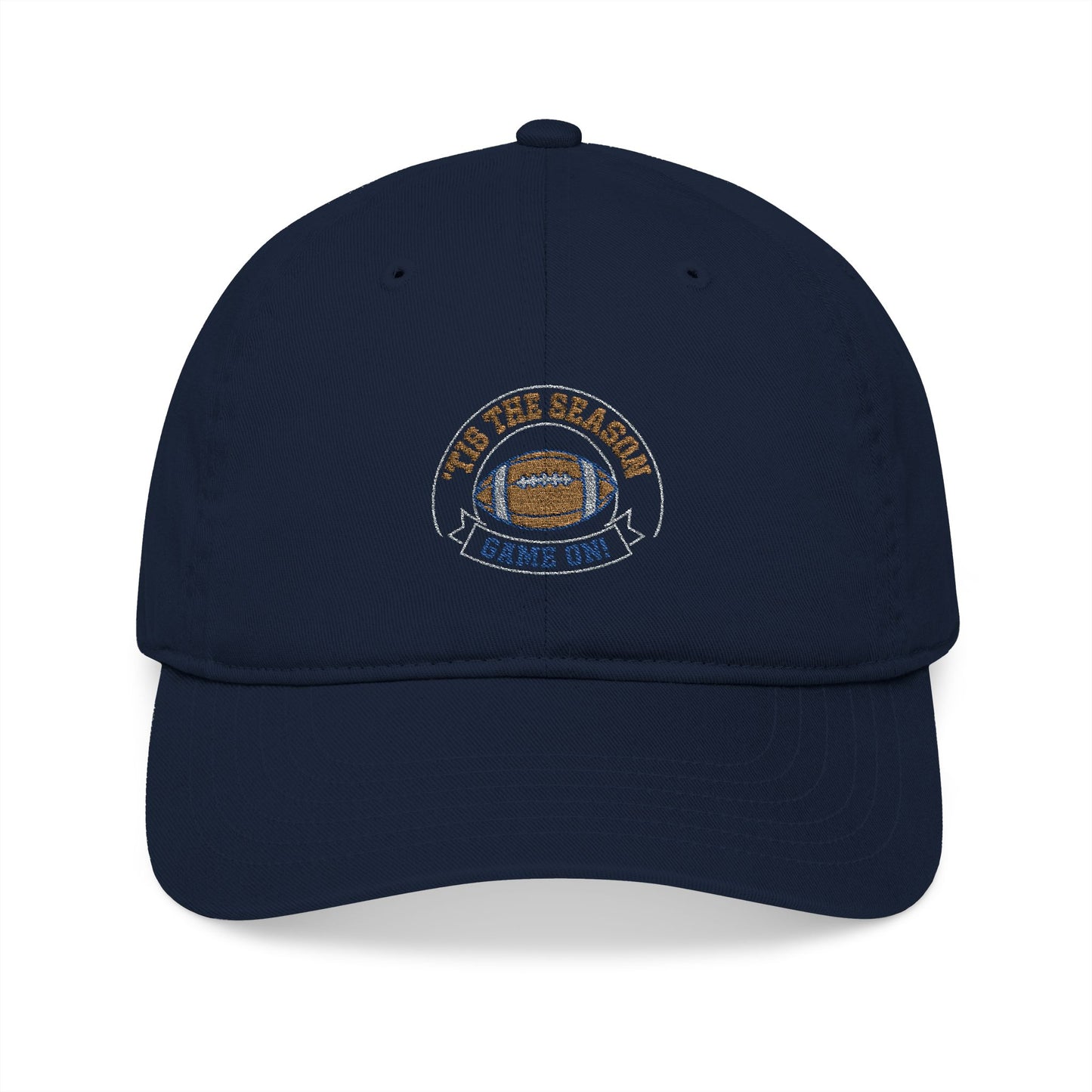 'TIS THE SEASON - GAME ON" Organic Embroidered Cap - Perfect for Sports Fans, Casual Outings, Gifts, Summer Wear, and Outdoor Adventures