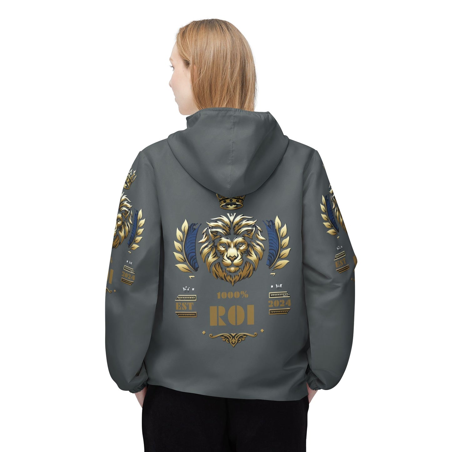 1000%ROI Windbreaker Jacket - Light Grey- Level Up Flag