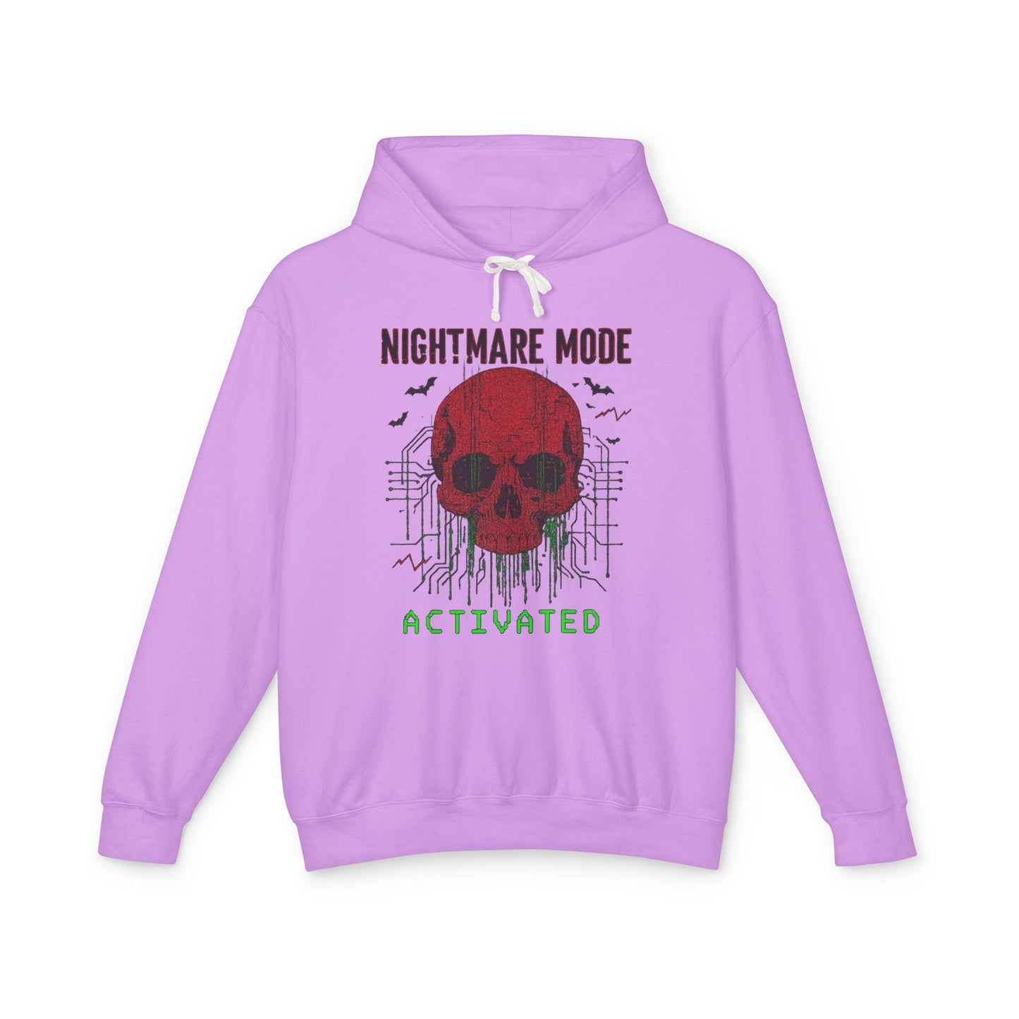 Nightmare Mode Activated Hoodie, Unisex Lightweight Pullover, Spooky Sweatshirt for Halloween, Gift for Horror and Gamers, Casual Wear