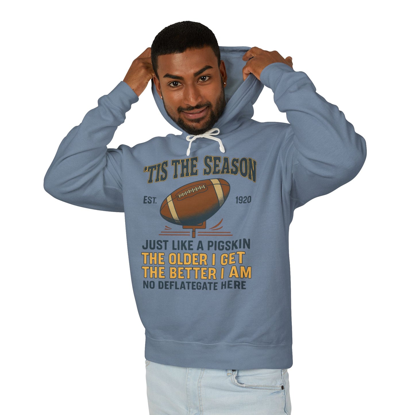 "'TIS THE SEASON" Funny Football Hoodie, Unisex Hoodie, Lightweight Hoodie, Gifts for Men, Holiday Apparel