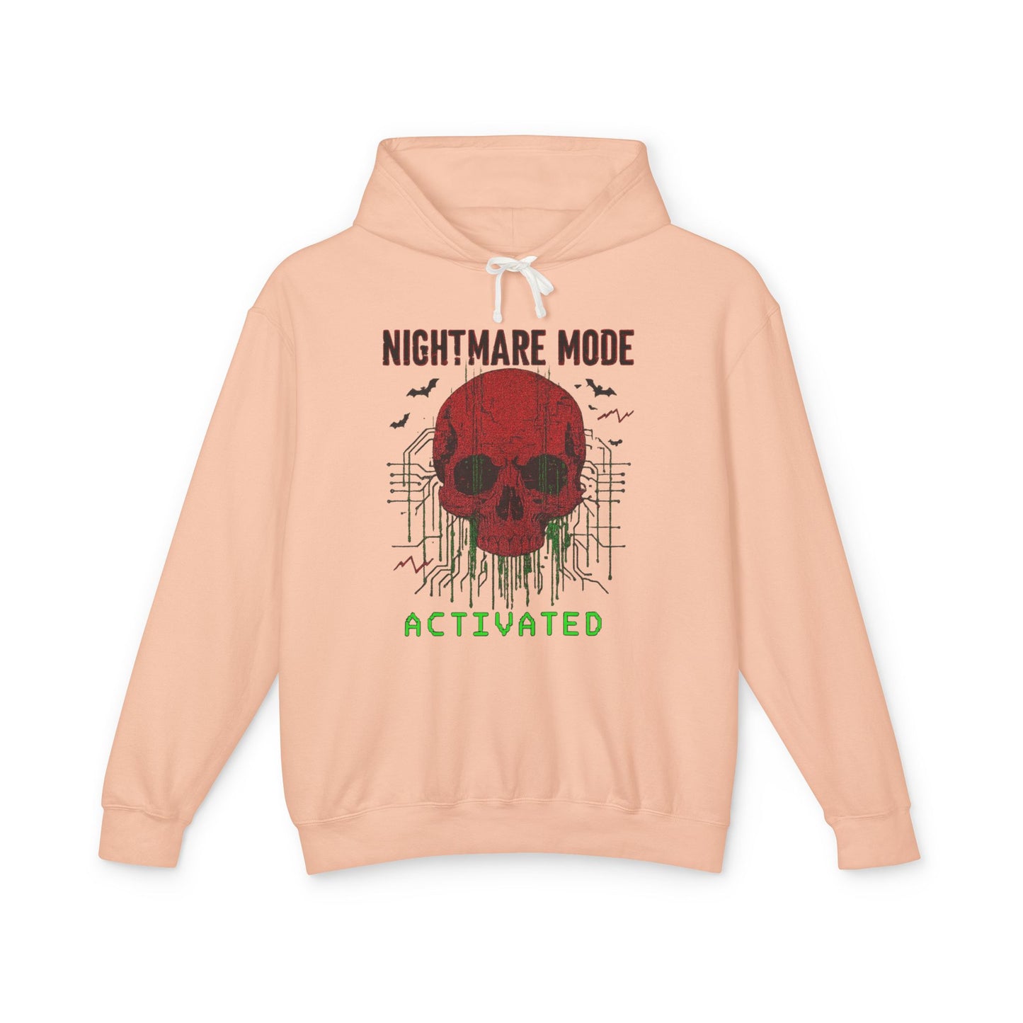 Nightmare Mode Activated Hoodie, Unisex Lightweight Pullover, Spooky Sweatshirt for Halloween, Gift for Horror and Gamers, Casual Wear