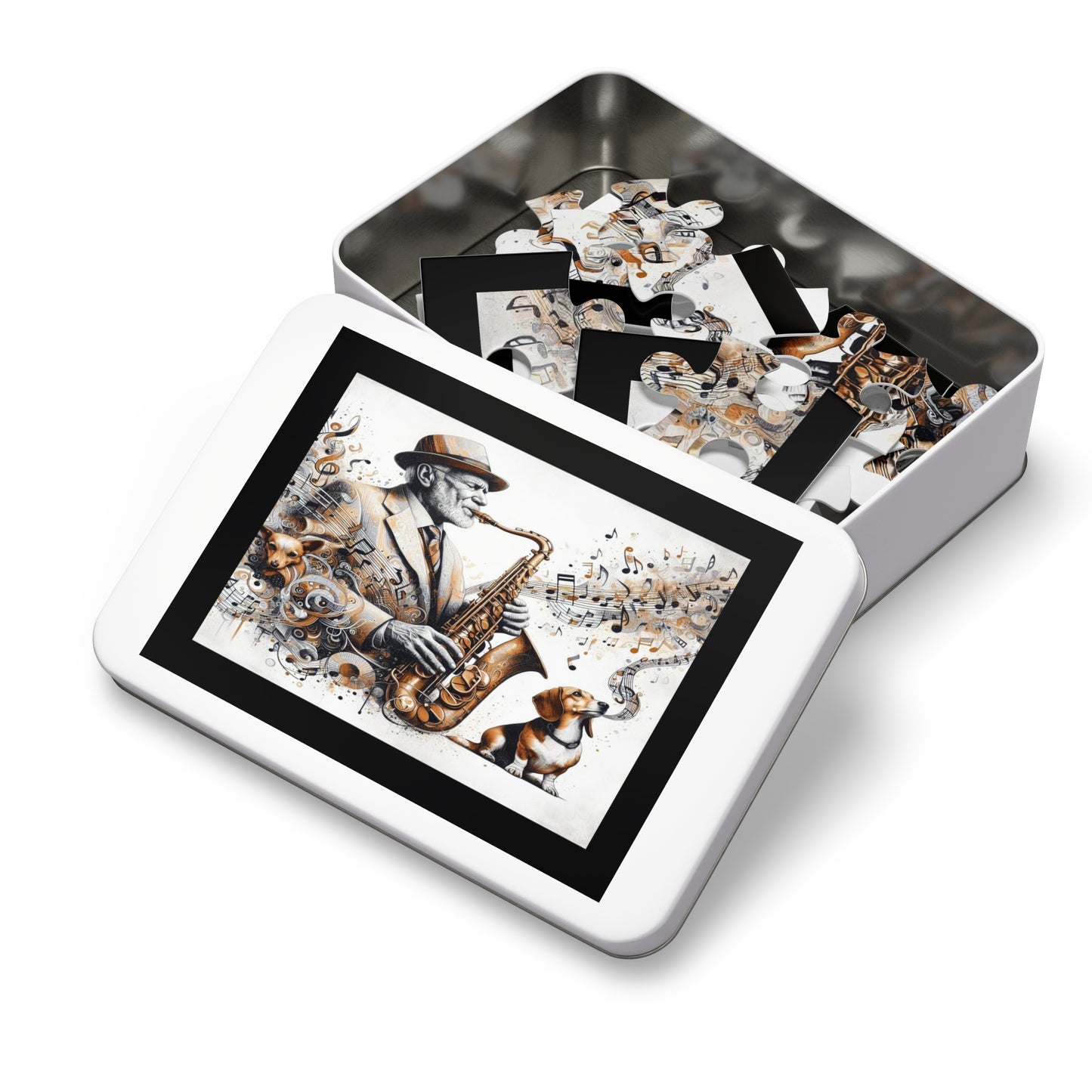 A Man, His Music, and His Dog Jigsaw Puzzle (30, 110, 252, 500-Pieces)